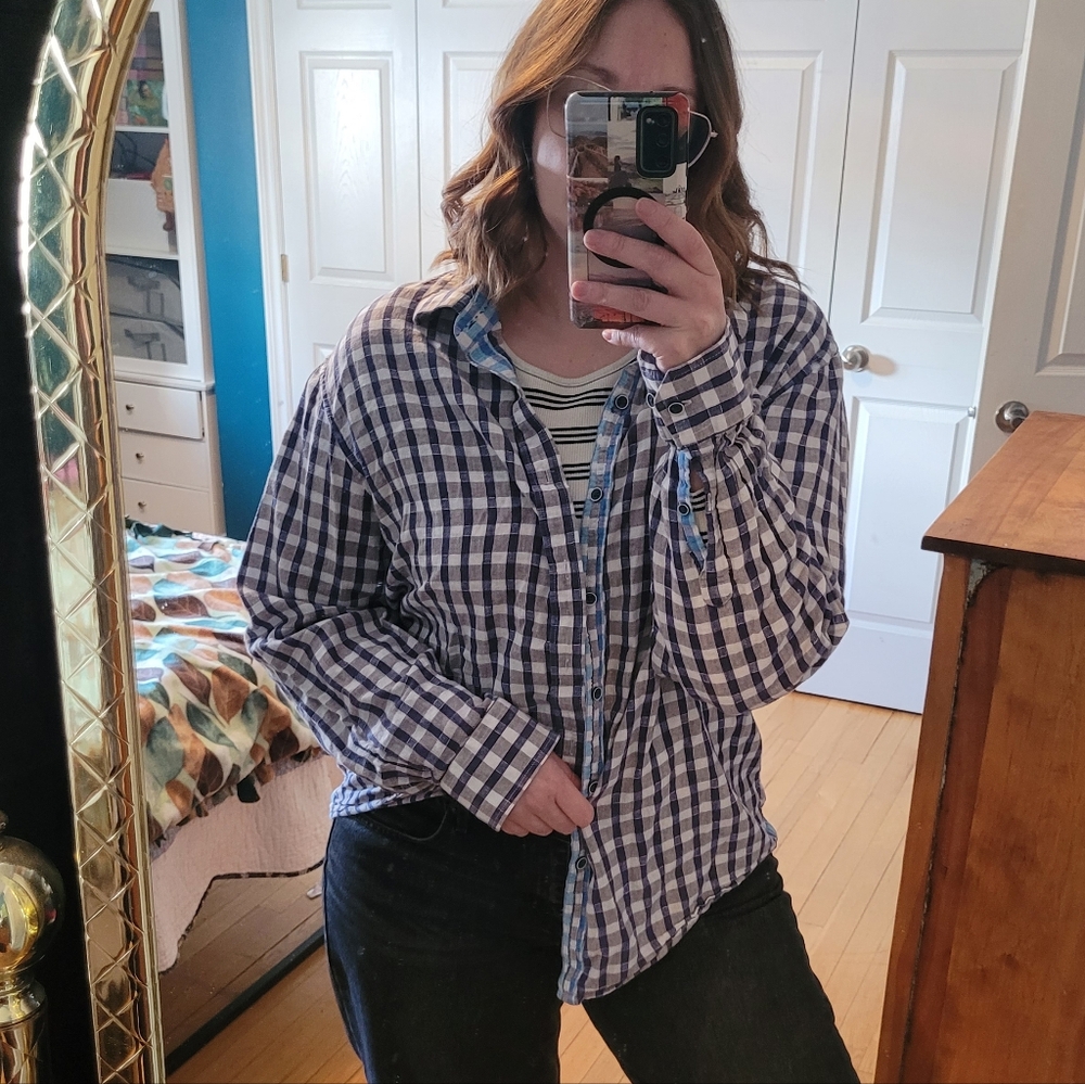 Blue and White Checkered Shirt